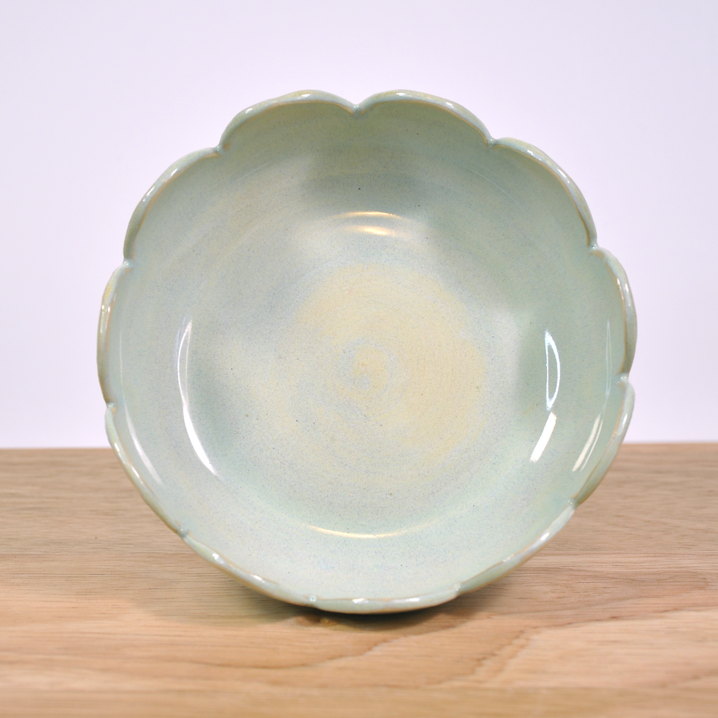 Pedestal Bowl - Green Flower