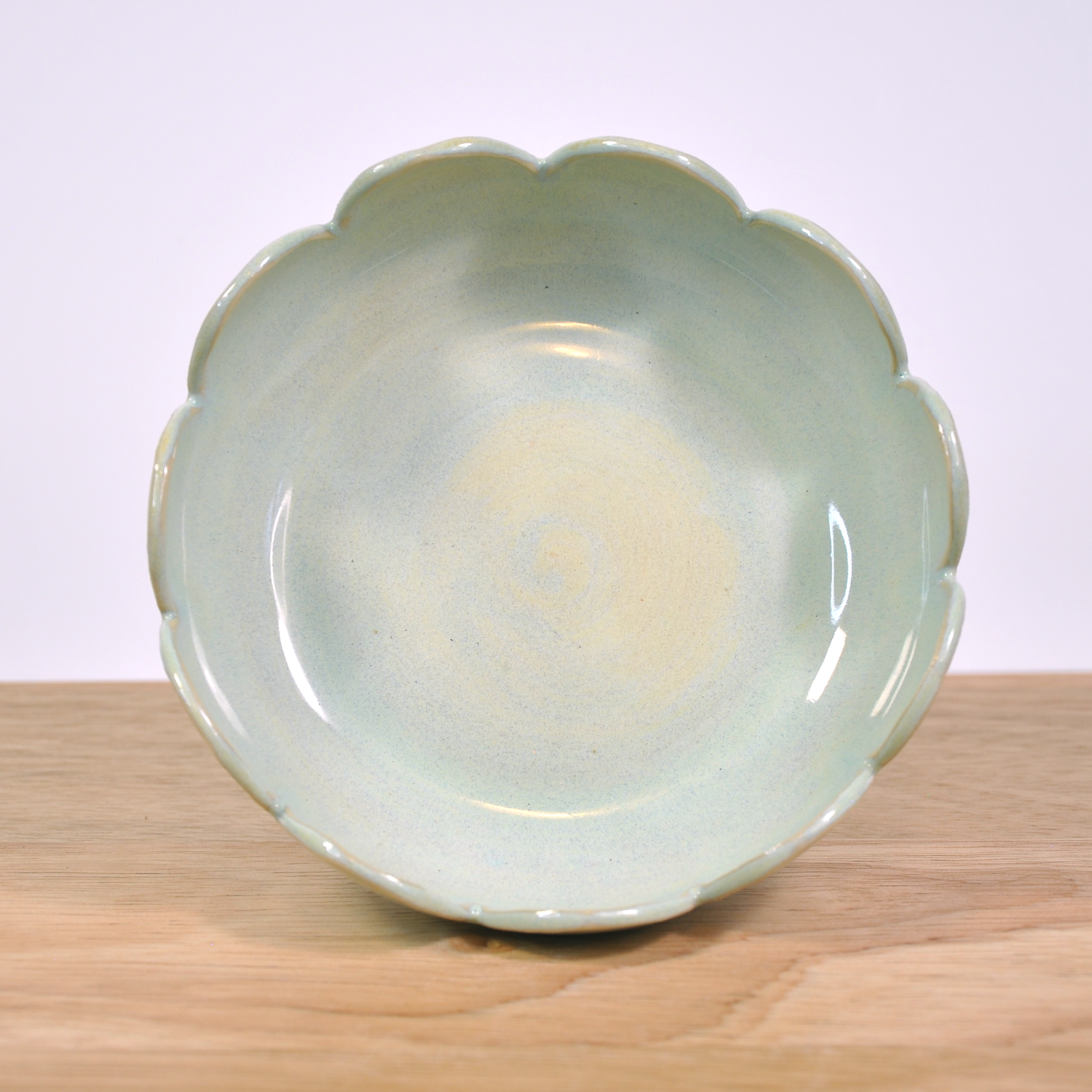 Pedestal Bowl - Green Flower