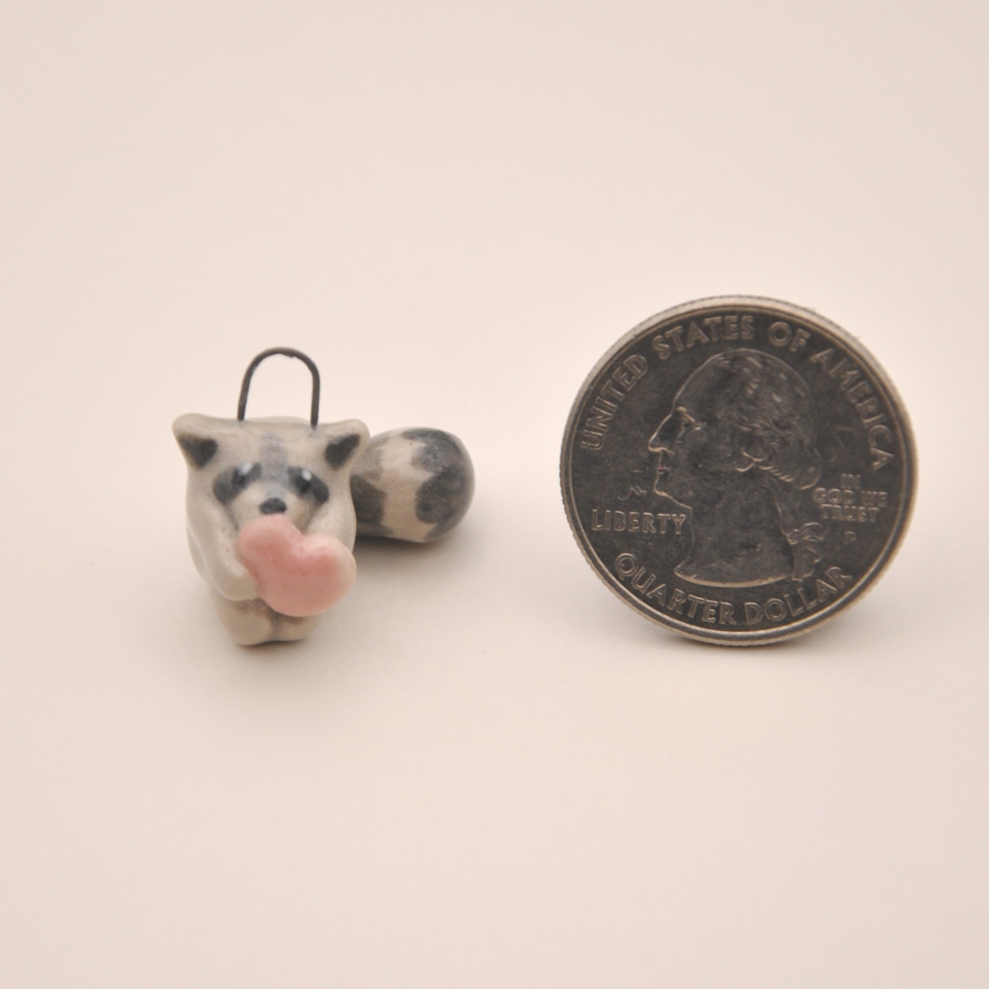 Raccoon Charm ~ Holding a Heart