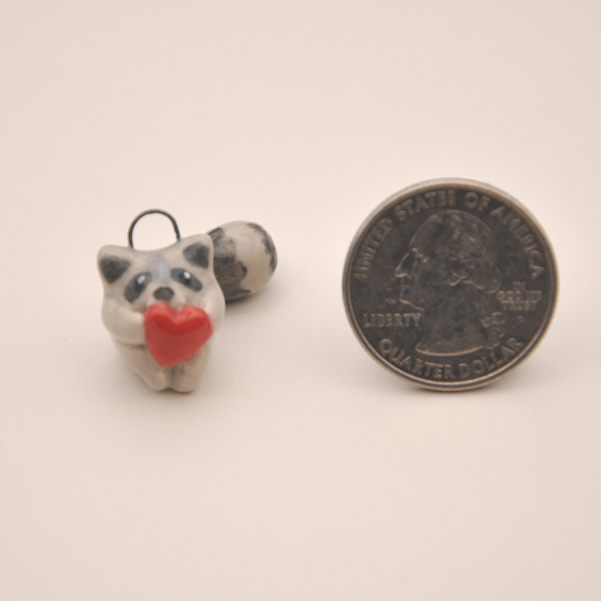 Raccoon Charm ~ Holding a Heart